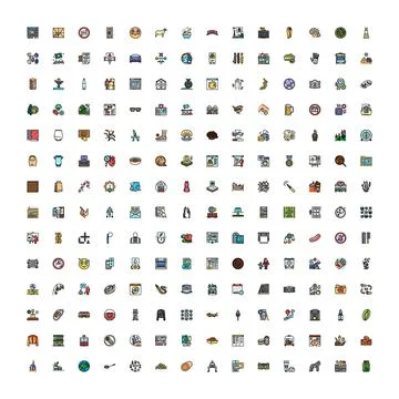 Huge collection various flat design concept icons Illustrazione stock