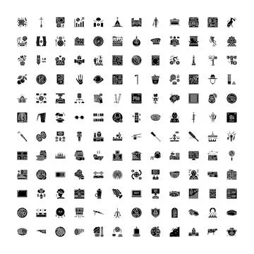 Huge collection of web interface glyph icons Illustrazione stock
