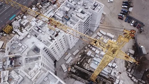 A huge construction site view from above with drone Stock Footage 120354472