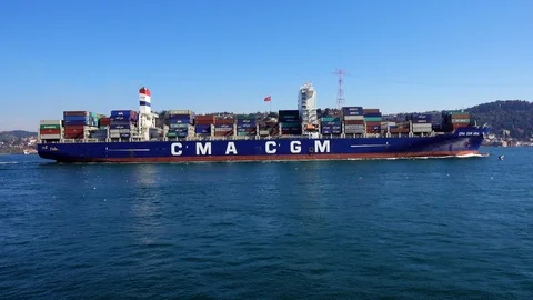 A huge container ship. Bosphorus. Stock Footage 88670049