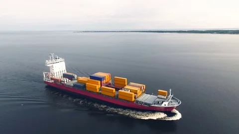 Huge container ship floating in the sea Stock Footage 74503788