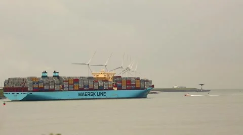 Huge Container Ship Stock Footage 55287259