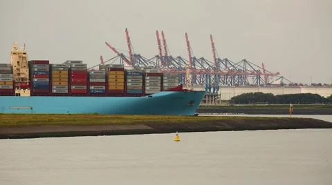 Huge Container Ship Stock Footage 62915993