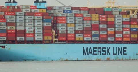 Huge Container Ship Stock Footage 126001975