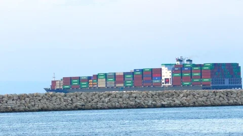Huge container ship sails 4k intro video for business Stock Footage 90511102