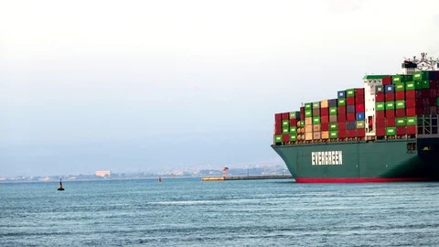 Huge container ship sails time lapse 4k Stock Footage 90505542