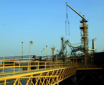 Huge crane on the port 库存照片