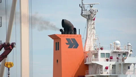 Huge crane unloading and loading container ship in Port of Koper, Slovenia Stock Footage 158494794
