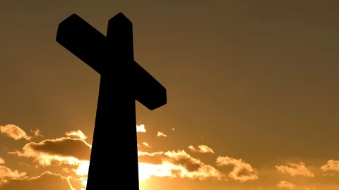 Huge Cross, Clouds Timelapse at Sunset Stock Footage 93363959