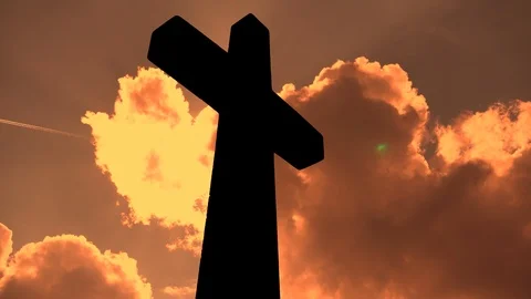 Huge Cross, Sunset, Clouds Timelapse Video stock 106615003