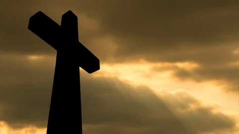 Huge Cross, Sunset Timelapse Stock Footage 93949466