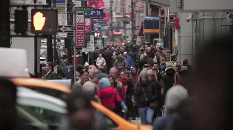 Huge crowd in a city Stock Footage 48583882