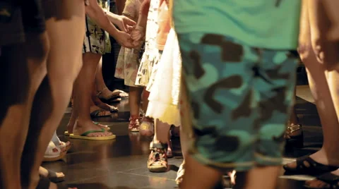 A huge crowd is dancing on a disco dance floor Stock Footage 65731826