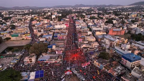 Huge Crowd Gathered During Immersion Of Lord Ganesha Stock Photos