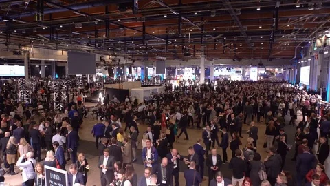 Huge crowd in hall during Nordic Business Forum Stock Footage 80921992
