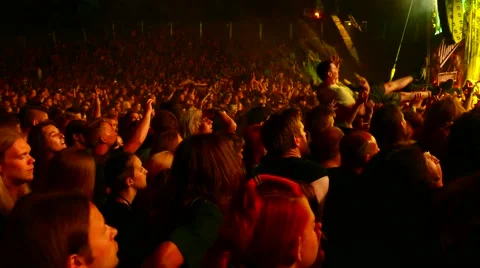 Huge crowd on a heavy metal concert Stock Footage