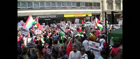 Huge Crowd Marching for Gaza on August 9 2014 Central London Stock Footage 144254123