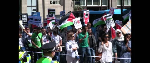 Huge Crowd Marching for Gaza on August 9 2014 London UK 0173 Stock Footage 144254145