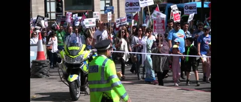 Huge Crowd Marching for Gaza on August 9 2014 London UK 0172 Stock Footage 144254189
