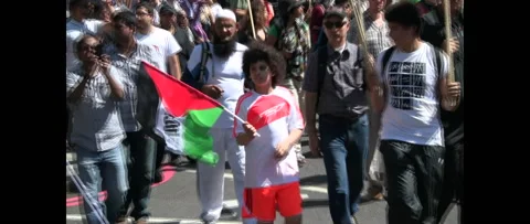 Huge Crowd Marching for Gaza on August 9 2014 London UK 0177 Stock Footage 144254558