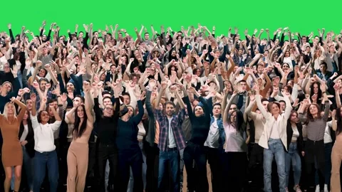 Huge crowd of people different ages dancing at a concert, they dance and swing Stock Footage 165585483