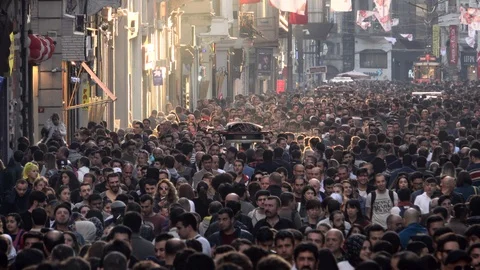 Huge crowd of people in Istanbul, Turkey Stock Footage