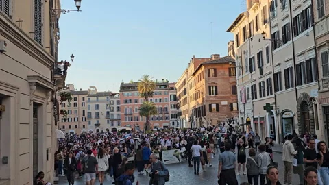 Huge crowd-Piazza di Spagna, Rome Stock Footage 277860563