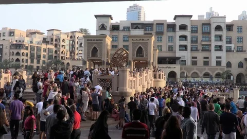 Huge Crowd at Souk Al Bahar Stock Footage 86763250