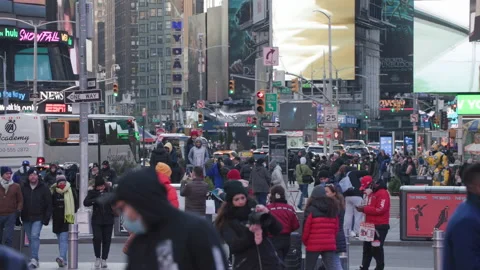 Huge crowd in Time Square NYC Stock Footage 173355370