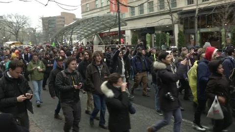 Huge Crowd Walks Pro-Marijuana Inaugural Protest Stock Footage 71810396