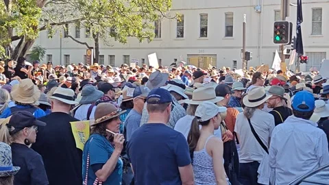 HUGE CROWDS SUPPORTING INDIGENOUS VOICE TO PARLIAMENT SYDNEY AUSTRALIA 2023 4K Stock Footage 250444223