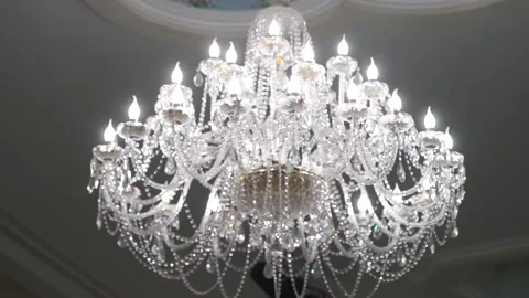 Huge crystal chandelier Stock Footage 159896801
