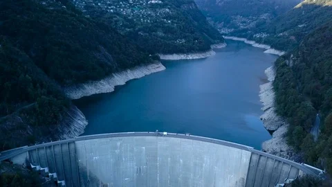 Huge dam on a mountain river 2 Stock Footage 106171290