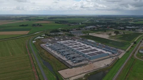 Huge data center aerial view in the netherlands countryside Stock Footage 340352701
