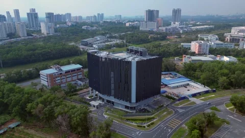 Huge data center building under construction. Gorgeous aerial view drone Stock Footage 329037009