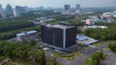 Huge data center building under construction. Beautiful aerial view drone Stock Footage 329037276