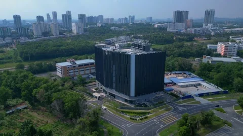 Huge data center building under construction. Stunning aerial view drone Stock Footage 329037368