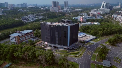 Huge data center building under construction. Wonderful aerial view drone Stock Footage 329037532