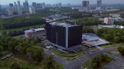 Huge data center building under construction. Fabulous aerial view drone Stock Footage 329037712