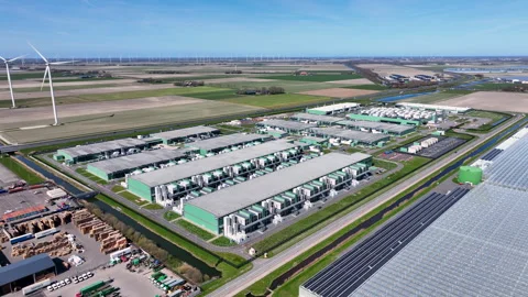 Huge data center complex in a rural landscape in Europe Stock Footage 335199332