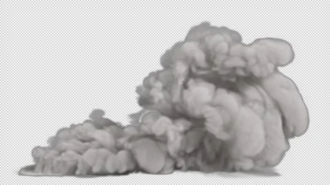 Huge dense rocket launcher smoke blowing on alpha background Stock Footage 237613430