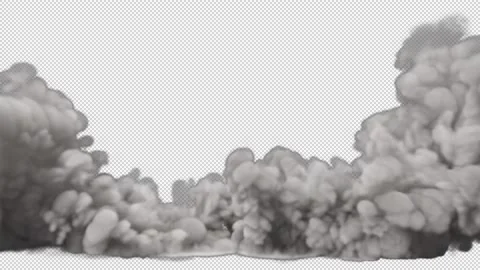 Huge dense rocket launcher smoke blowing on alpha background Stock Footage 237613440