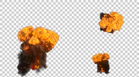 Huge detailed explosion, three sides. Stock Footage 46686568