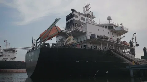 Huge dry bulk carrier ship Alppila in 4K. Stock Footage 113067286