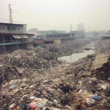 Huge dump and mountains of garbage. Stock Photos