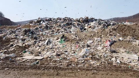 A huge dump of household waste. Stock Footage 126500535