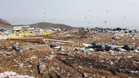 A huge dump of household waste. Stock Footage 126500690