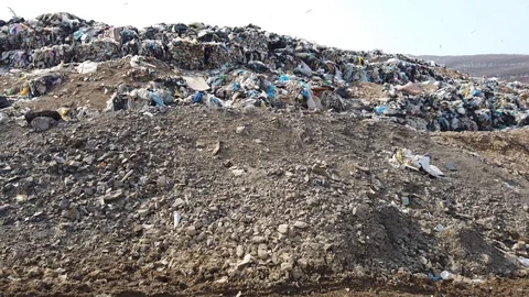 A huge dump of household waste. Stock Footage 126500935