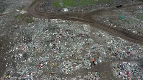 A huge dump outside the city, working cars drive garbage Stock Footage 157705976