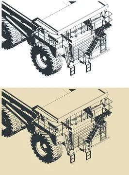 Huge dump truck close up Illustrazione stock